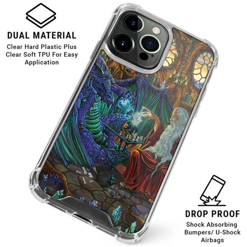 Dragon and Wizard Playing Chess by Ed Beard Jr iPhone 16 Pro Clear Case